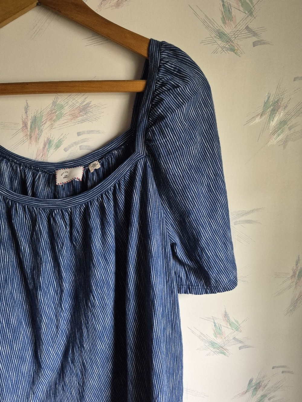 Anthropologie Postage Stamp Blue Striped Print Top Small - Picture 3 of 9